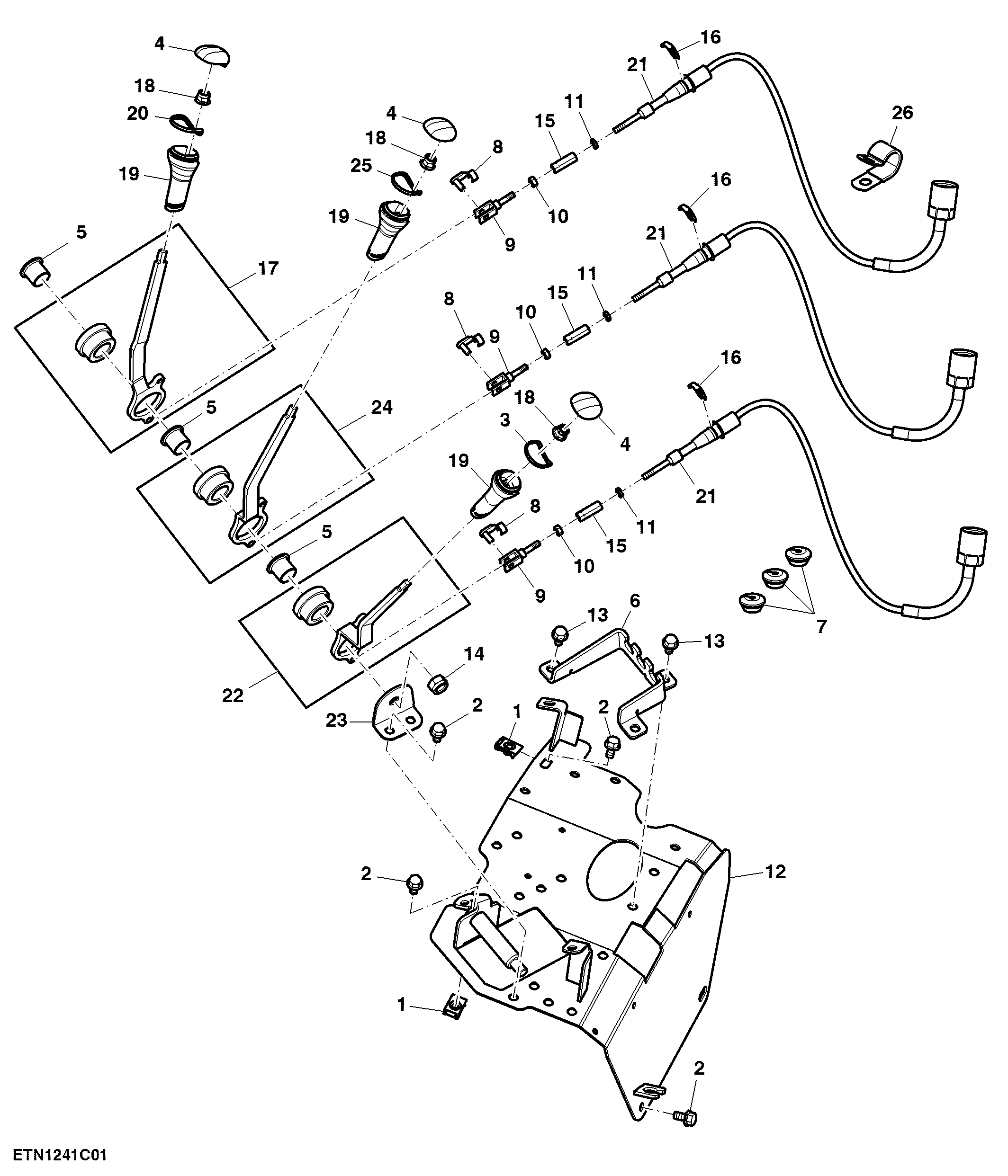 Control Levers, Triple Deluxe Rear SCV, Cab