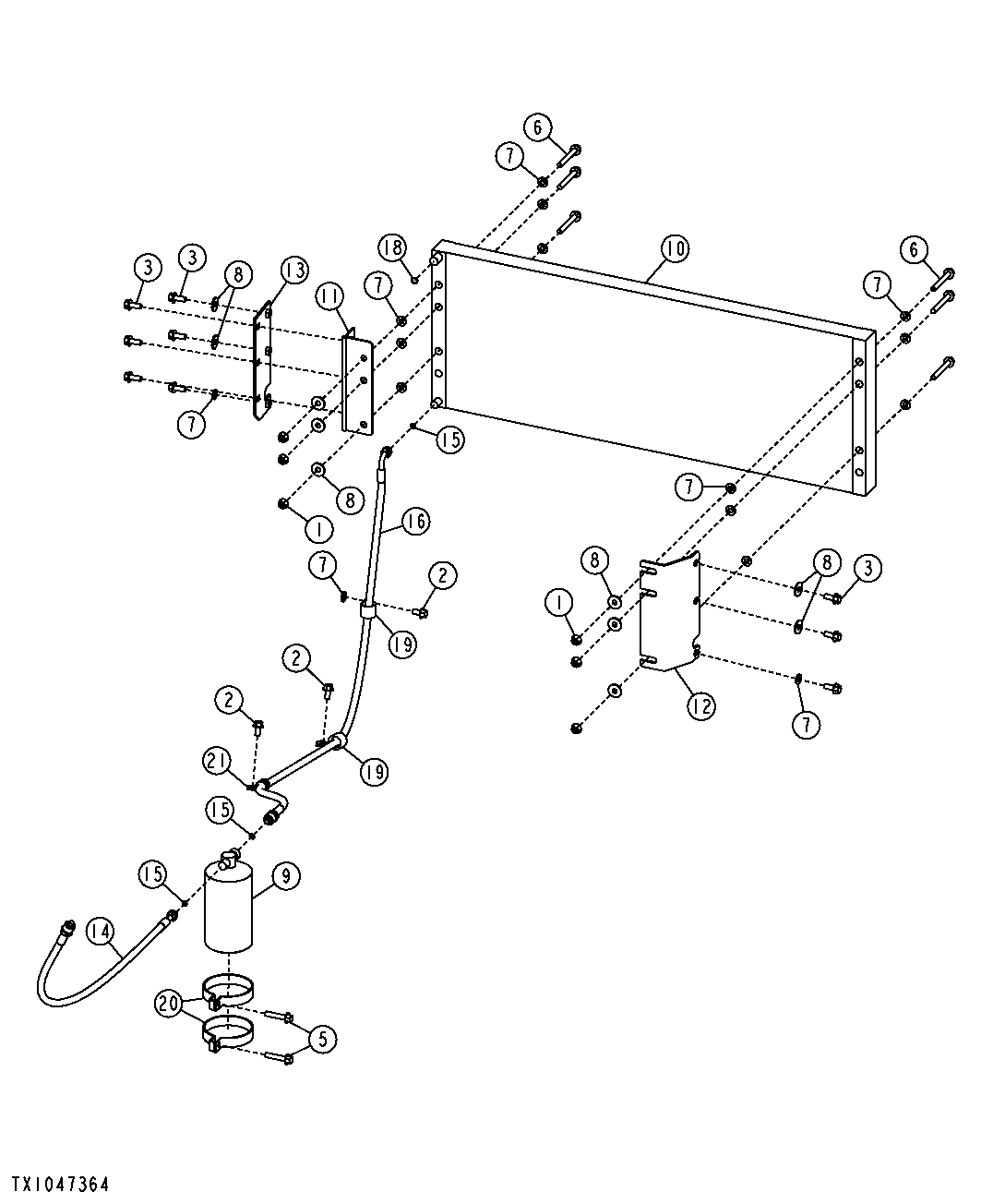 AIR CONDITIONER CONDENSER, RECEIVER-DRYER AND HOSES