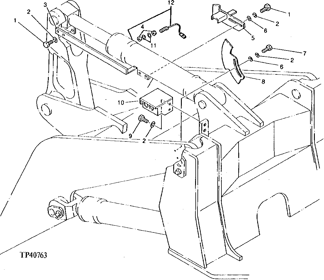 BOOM KICKOUT AND BUCKET RETURN-TO-DIG BRACKETS AND PLATE