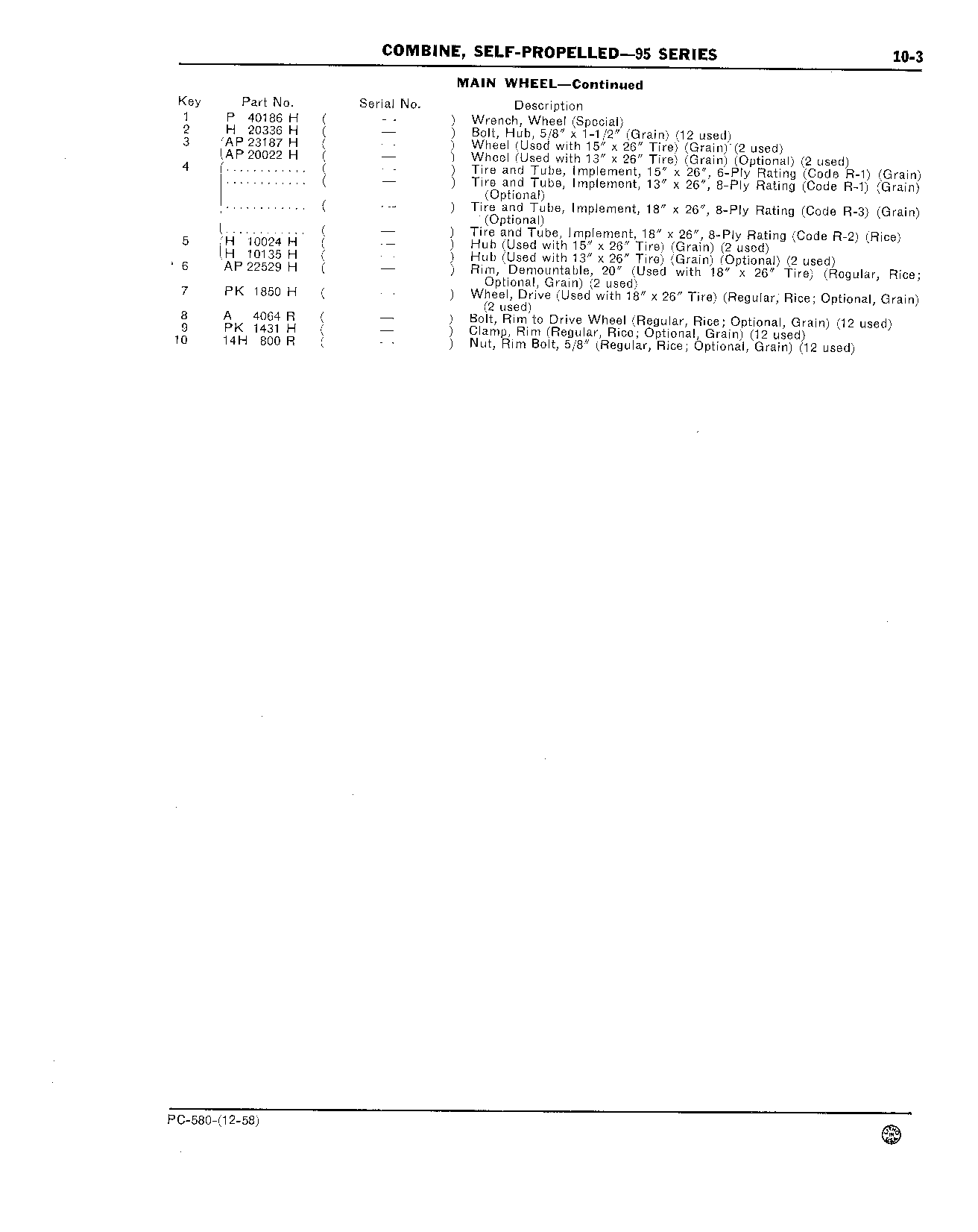 Main Wheels and Track (Continued)
