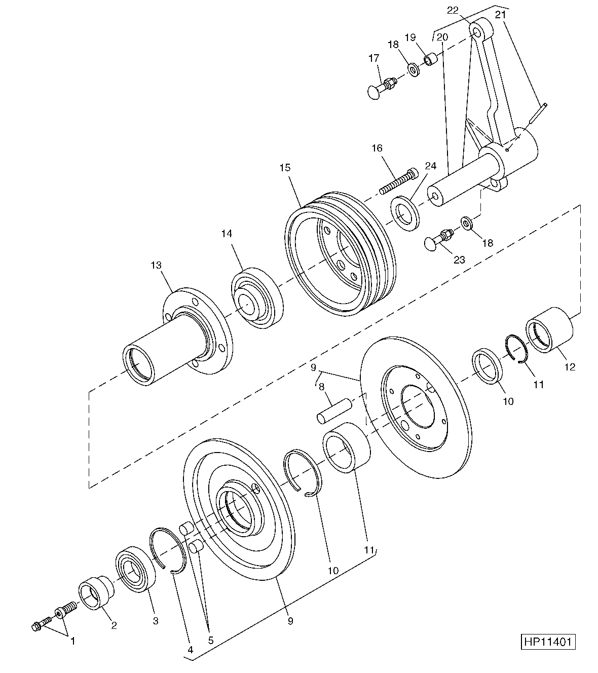 Lower Countershaft, Sheaves for Platform and Feeder House Variable Belt Drive