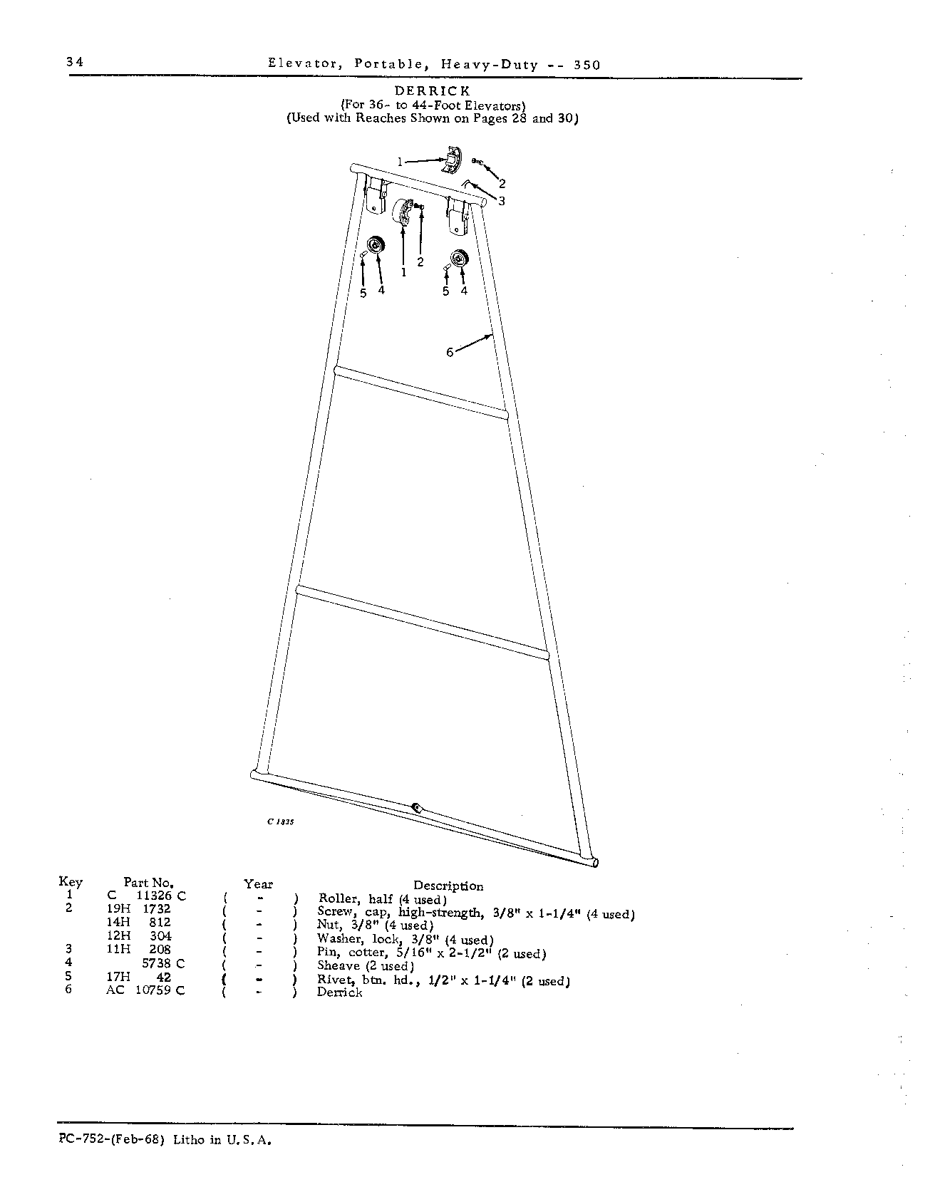 DERRICKS: For 36- to 44-foot Elevators