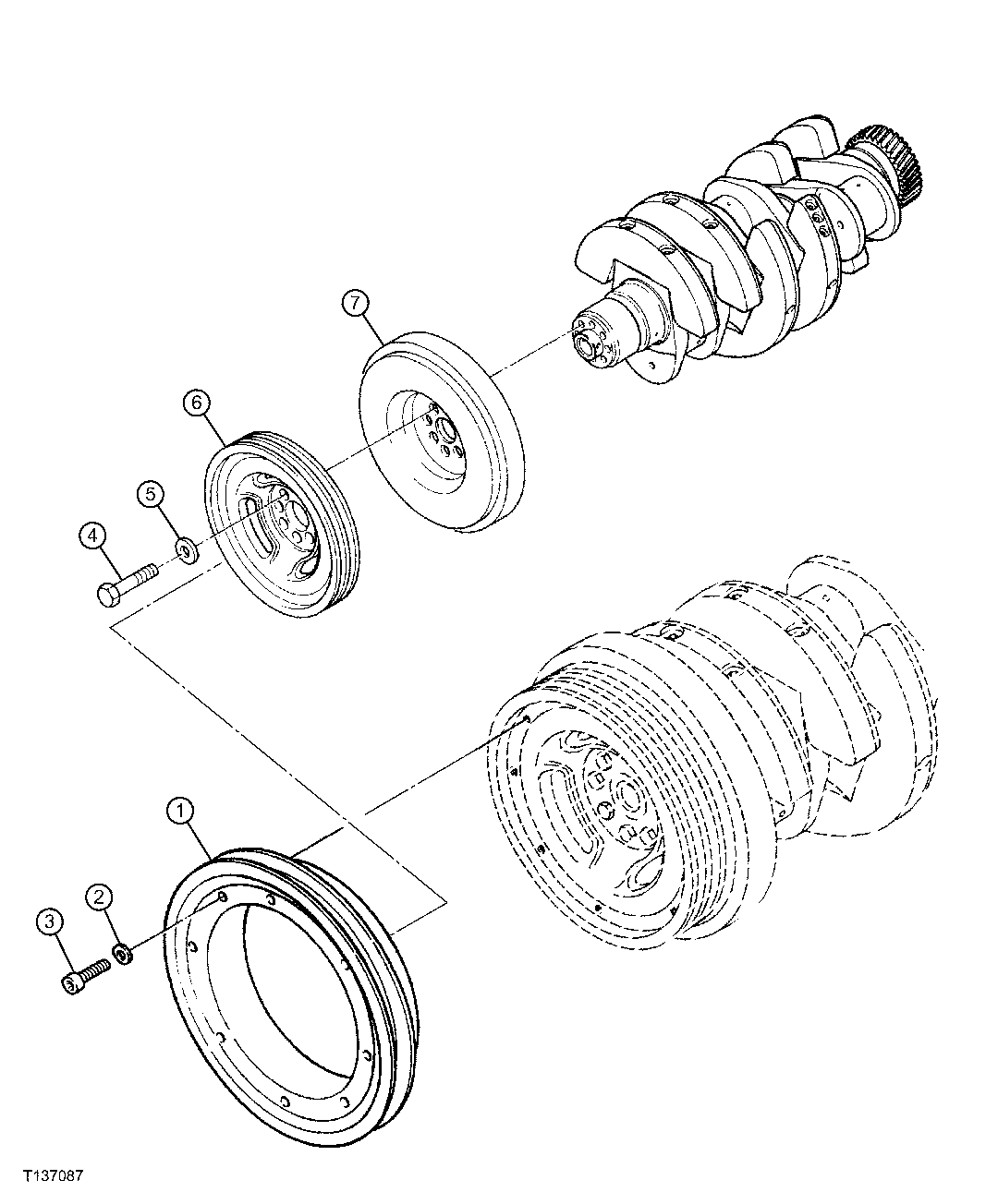 CRANKSHAFT PULLEY AND DAMPER (S.N. -005599)