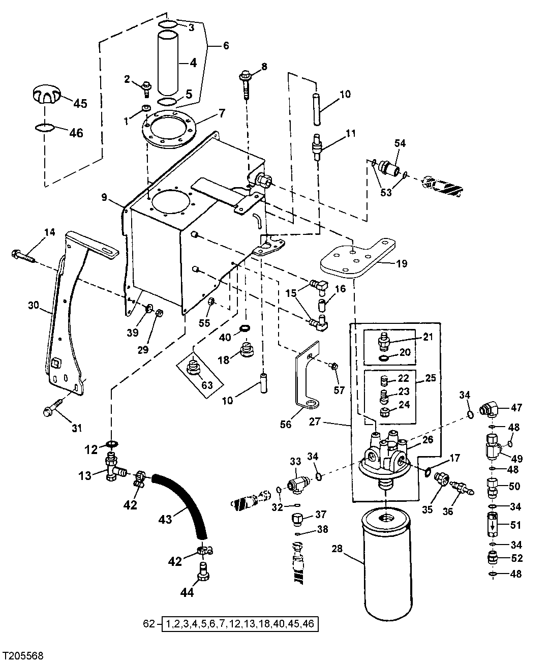 HYDRAULIC RESERVOIR & RETURN FILTER (SN 586337-596699)
