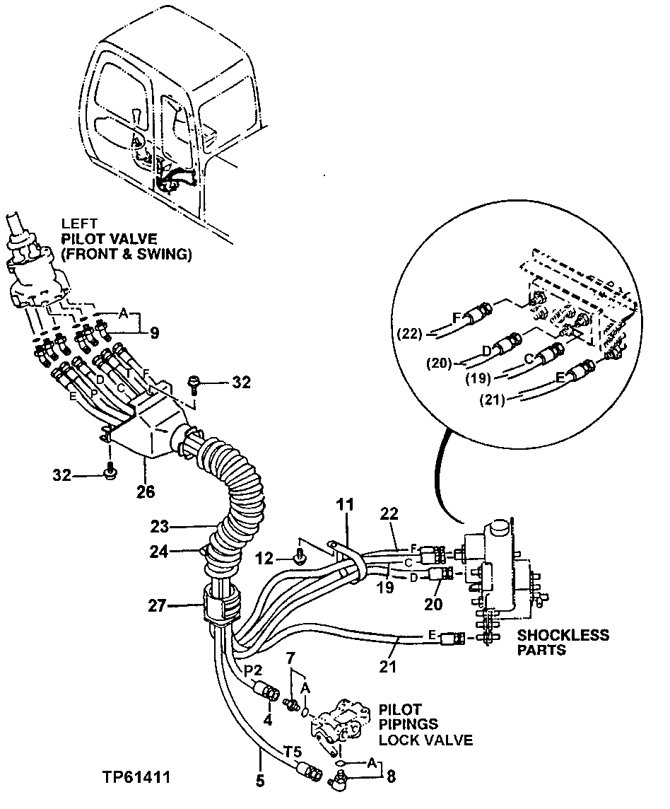 PILOT HOSES (LEFT PILOT CONTROLLER TO FLOW REGULATOR, SHUT-OFF VALVE)