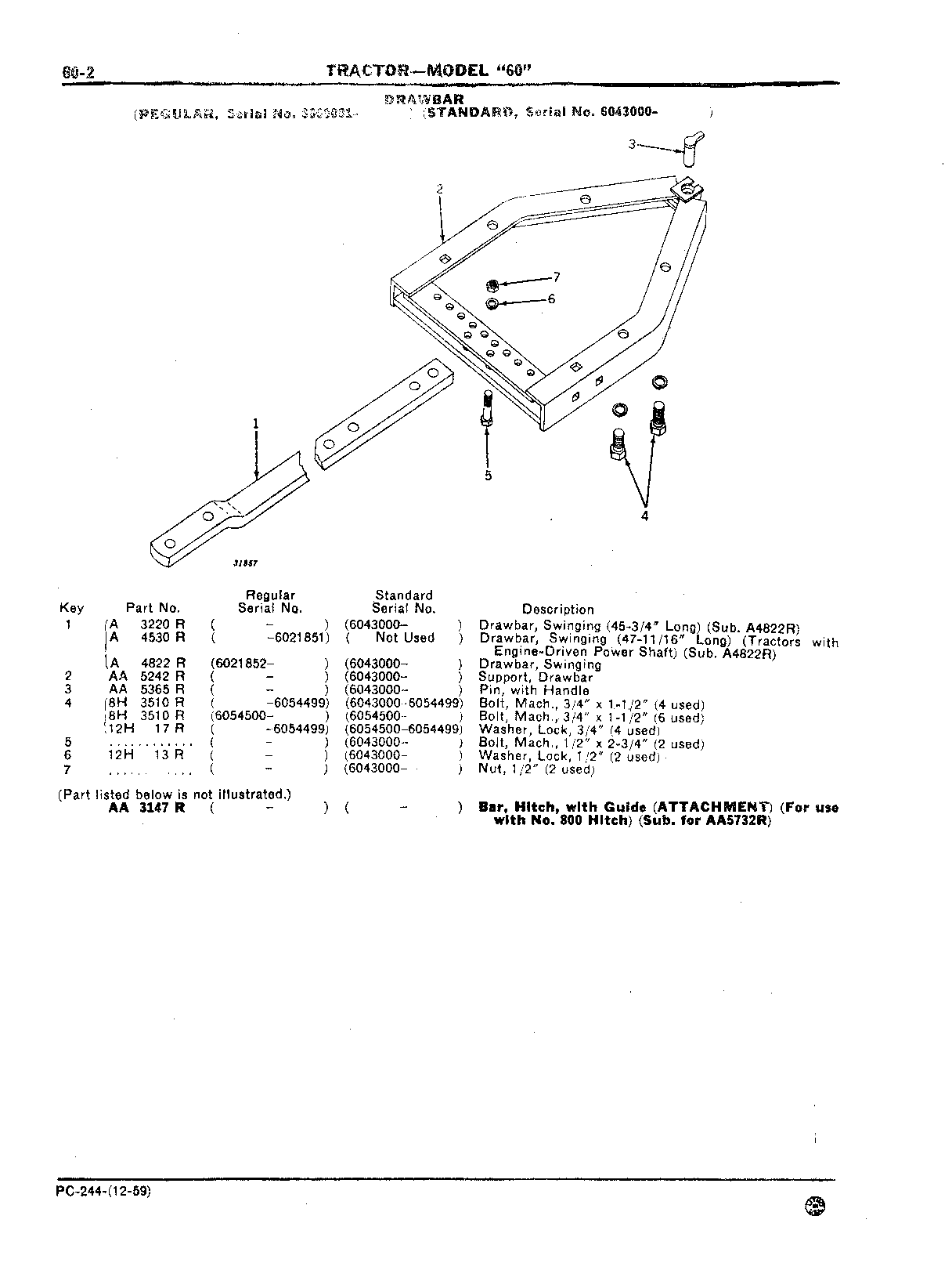Section 60-Drawbar and Seat