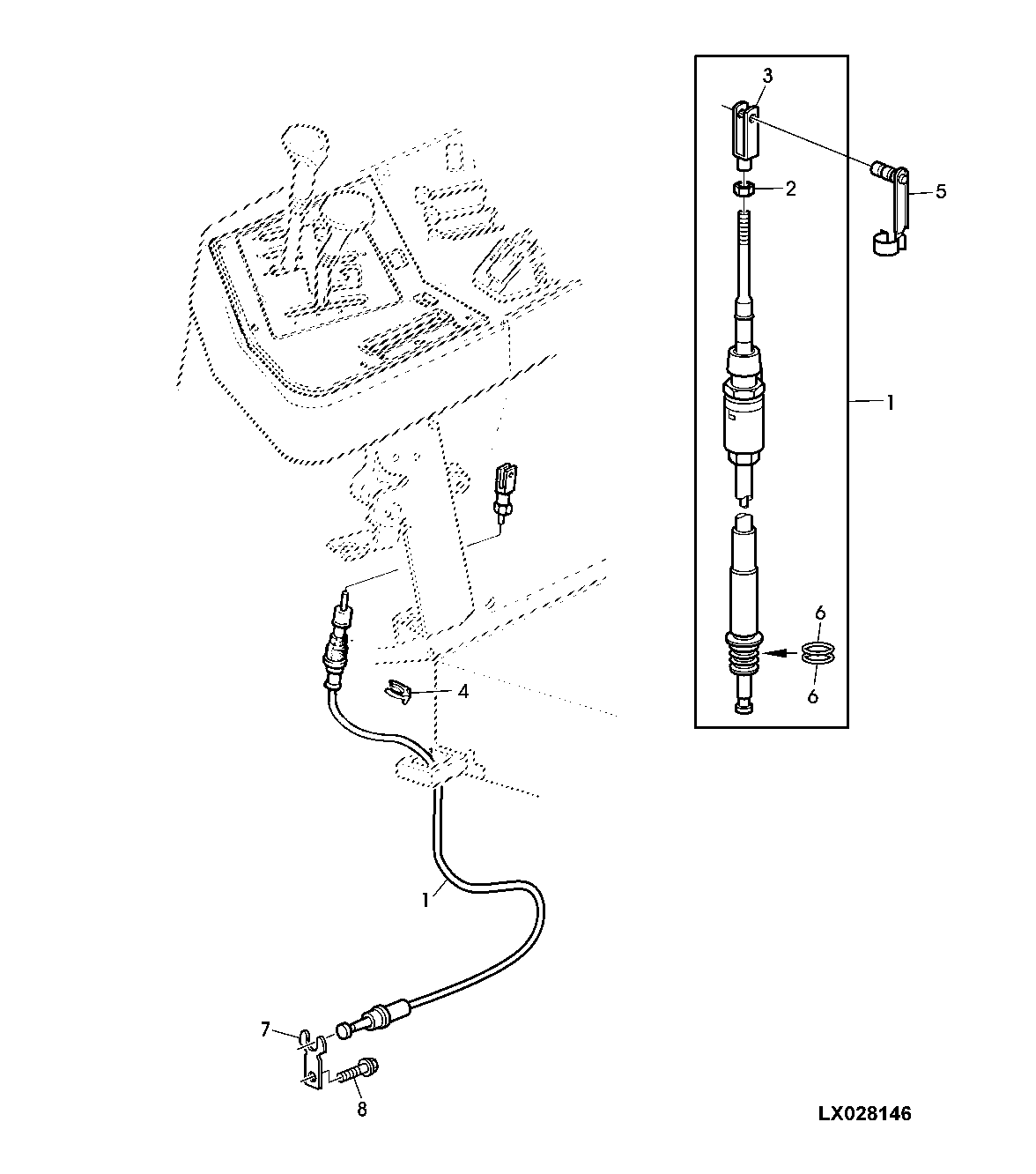 GEAR SHIFT BOWDEN CABLE (POWRQUAD WITH REVERSER CONTROL AT STEERING COLUMN)