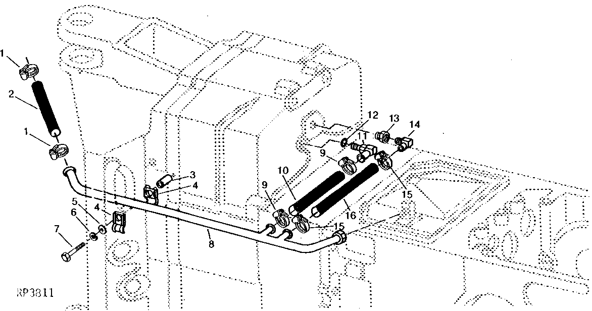INPUT GEAR AND LOW RANGE PINION REAR LUBE LINE