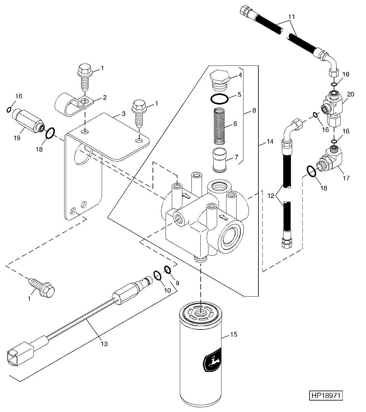 ENGINE GEARCASE OIL FILTER ASSEMBLY (MULTI-SPEED FEEDER HOUSE DRIVE)