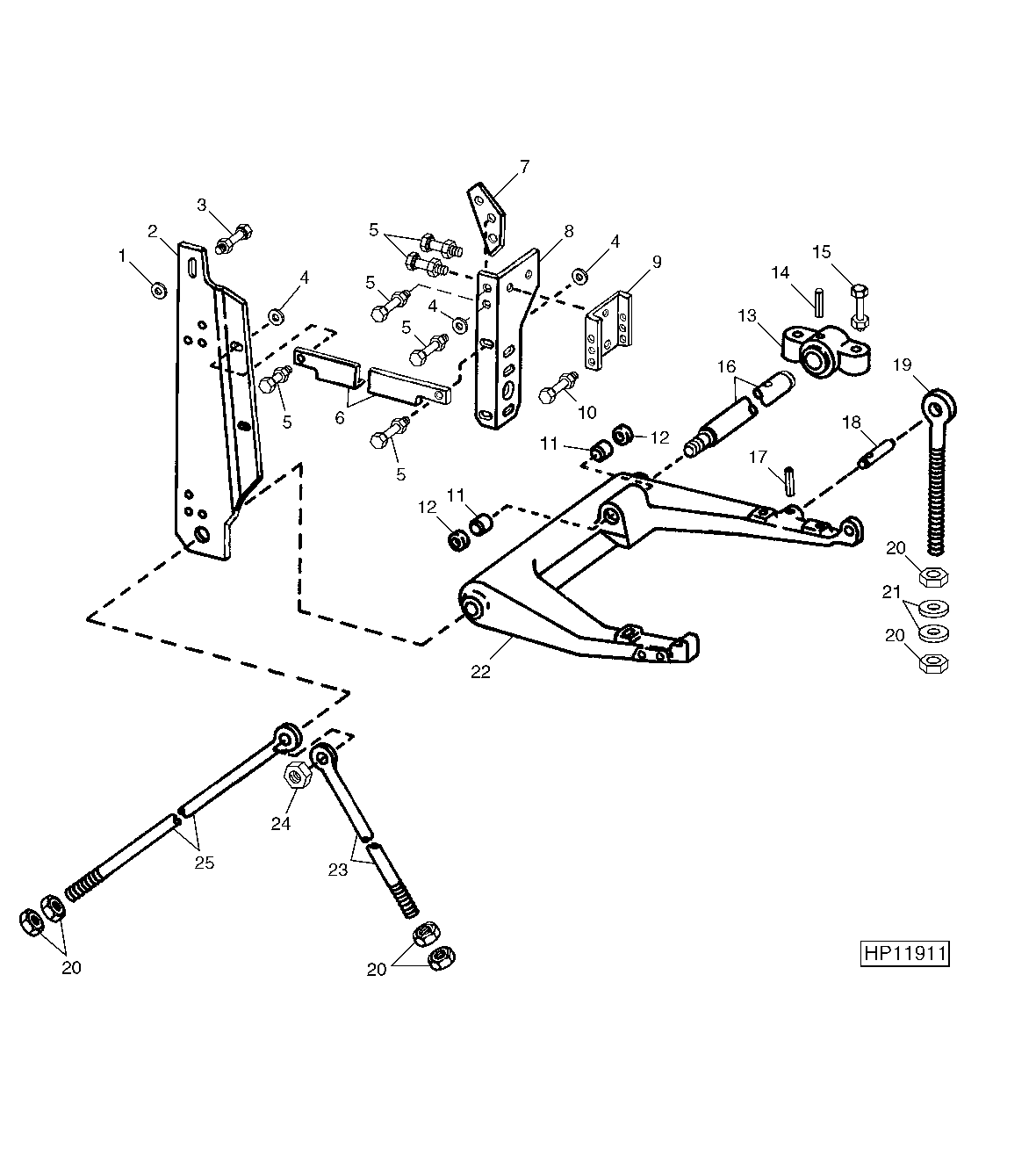 DUAL - RANGE CYLINDER INTERMEDIATE DRIVE SUPPORT BRACES (551901 - )