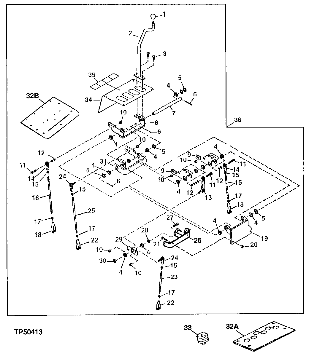 Four Lever Control Valve Linkage (Standard Backhoe)