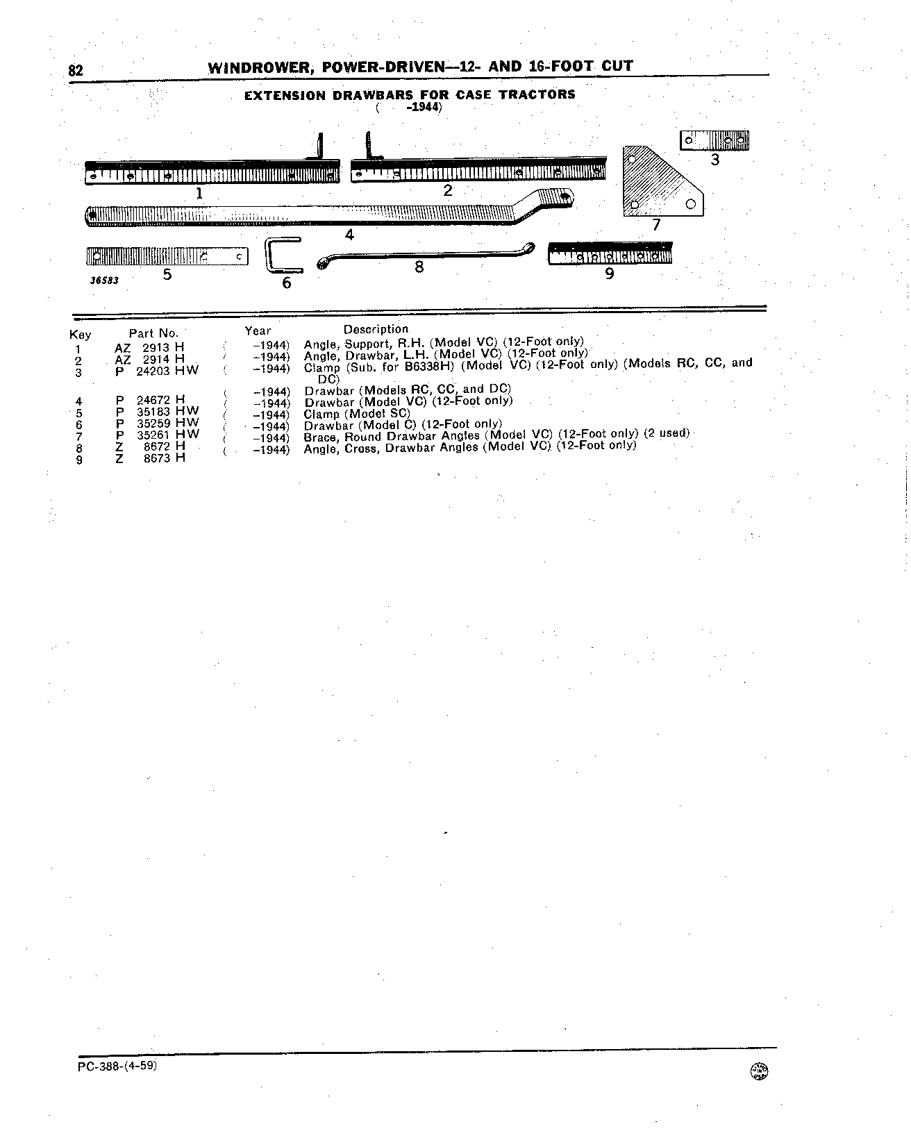 Drawbars, Extension, Case Tractors