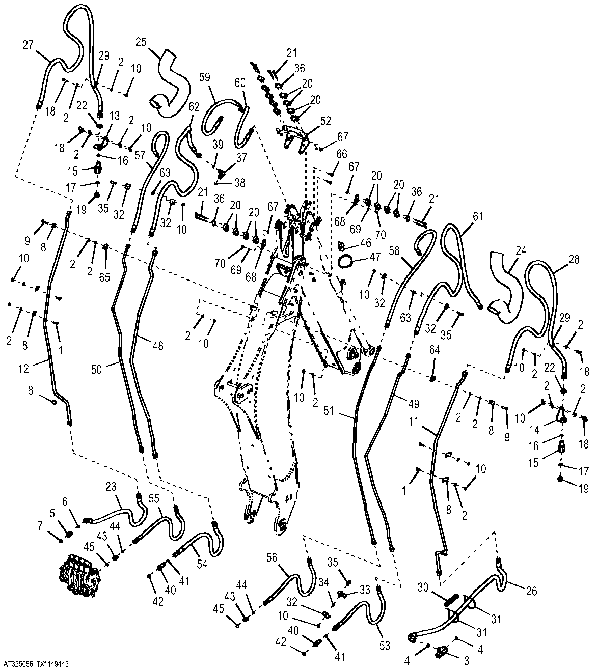 Extendable Dipperstick Plumbing with Auxiliary Hydraulics (244263 - )
