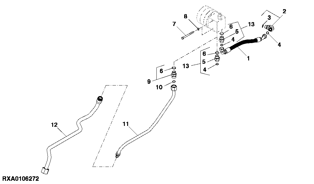 STEERING FLOWMETER SENSOR MOUNTING BRACKET AND UPPER OIL LINES