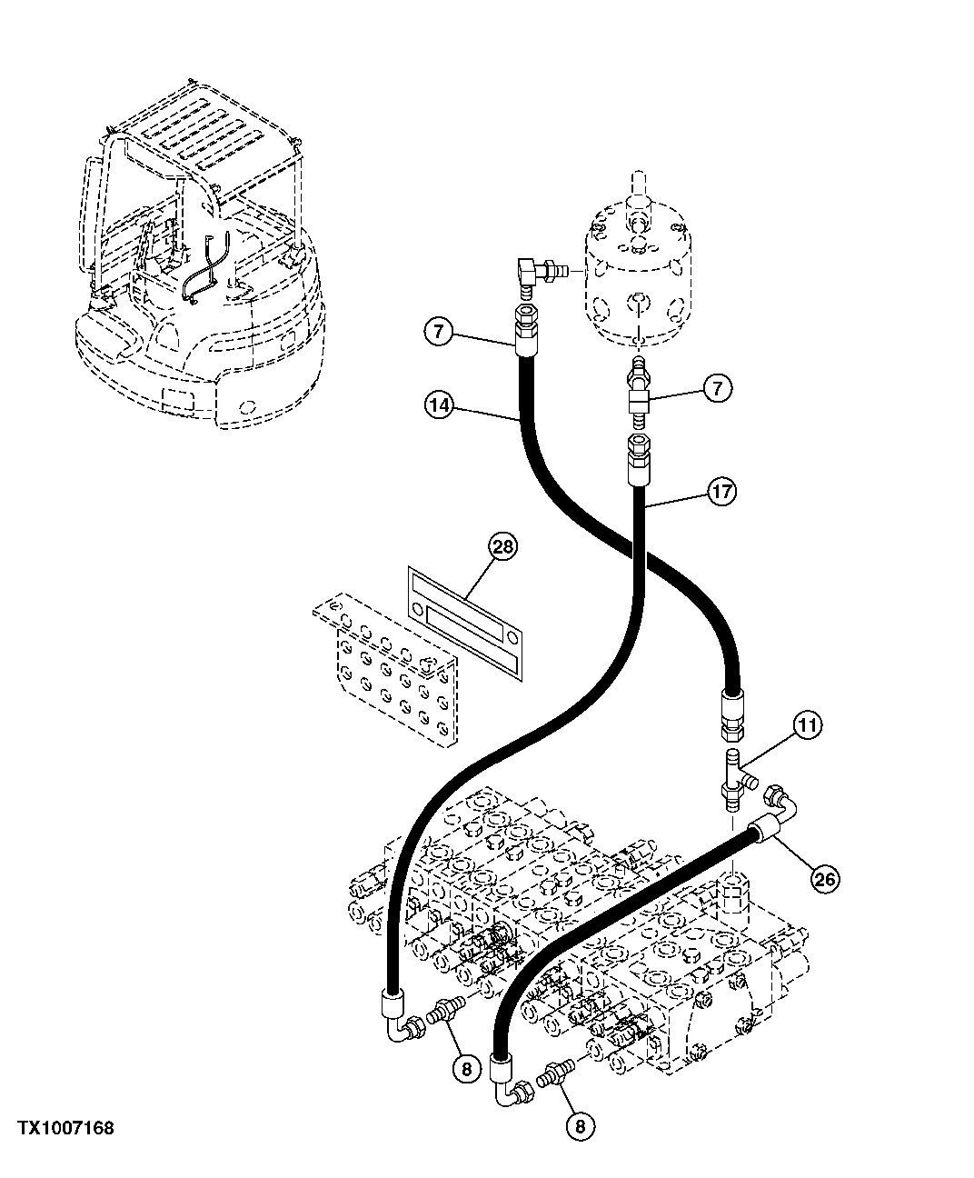 PILOT CONTROLLER PATTERN CONVERSION VALVE AND LINES (2-WAY)