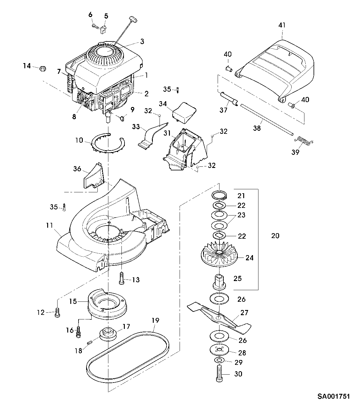 HOUSING, ENGINE, FAN, MOWER DECK, DISCHARGE