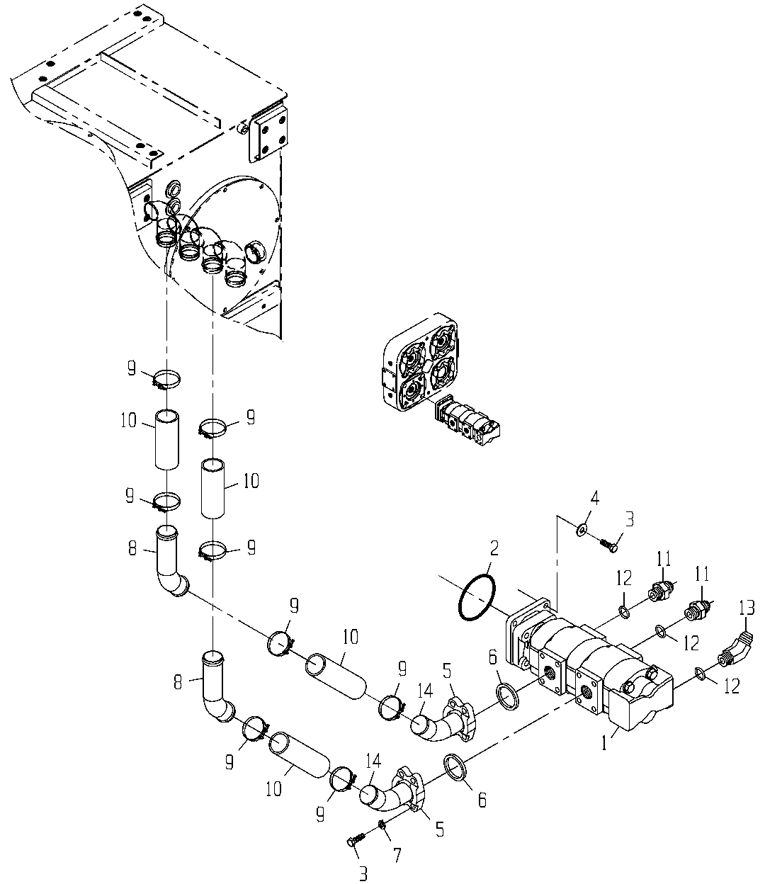 PUMP GP, ELEVATOR DRIVE/FEED ROLLER/CROP DIVIDER (INNER)
