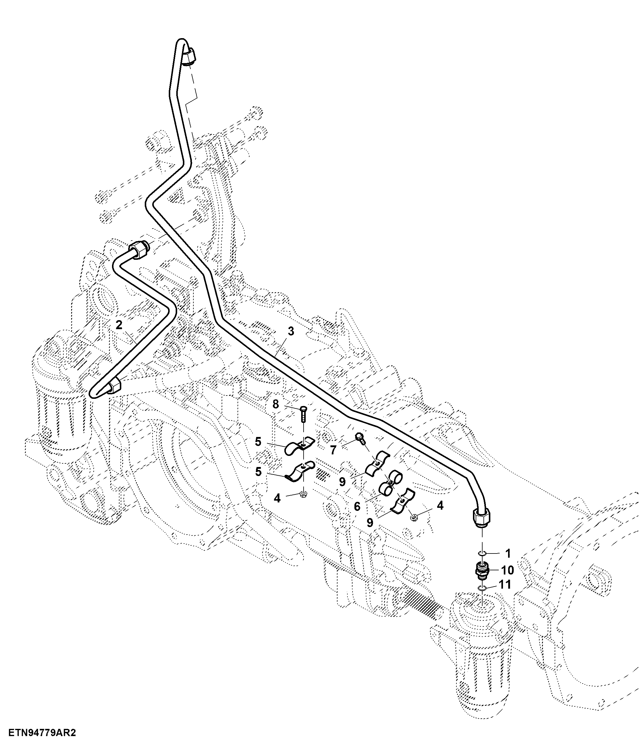 Oil Line, Dual Rear Selective Control Valve, Dry Clutch