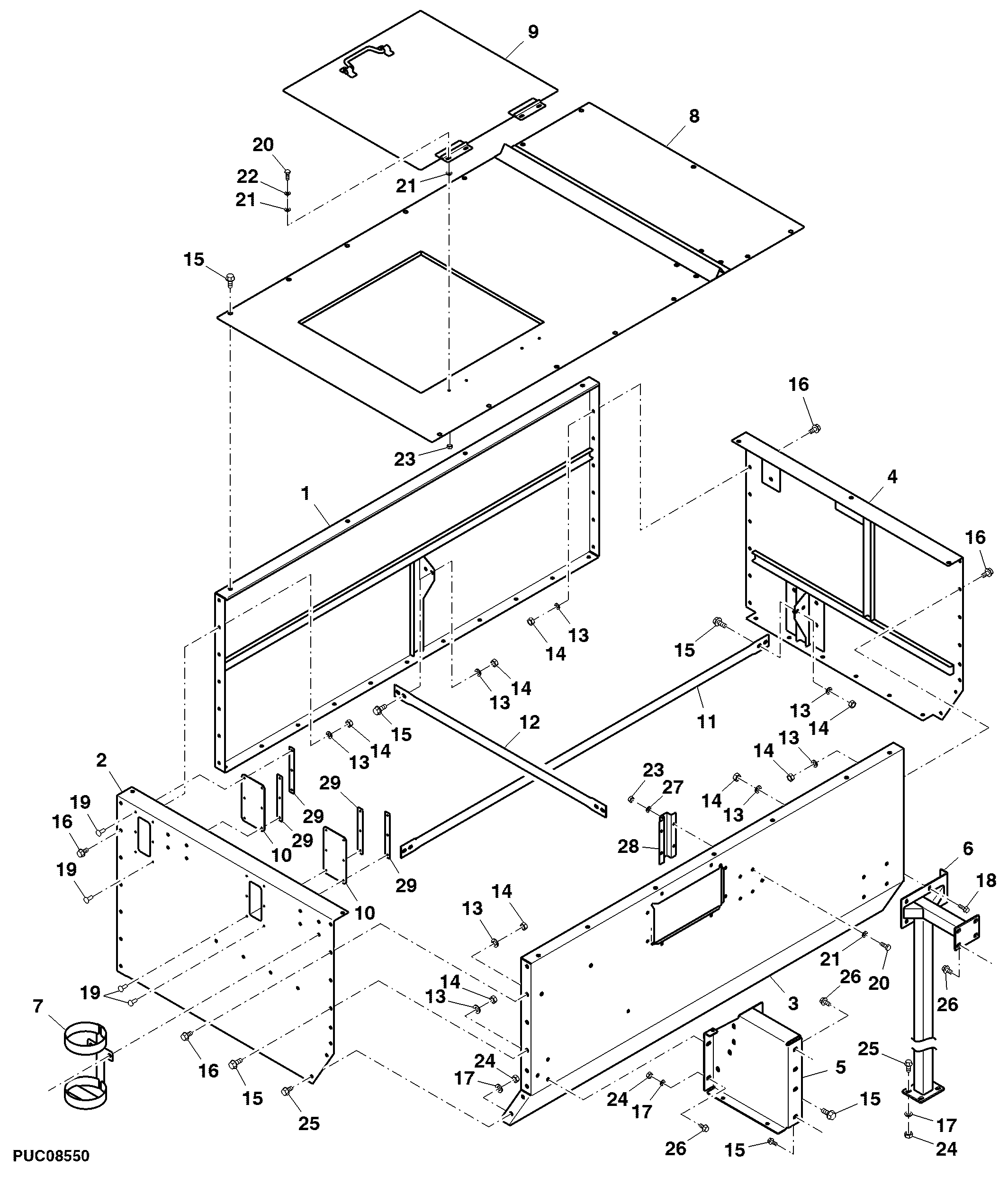 Grain Tank, Upper Part, JD3029 Engine Grain Tank Version