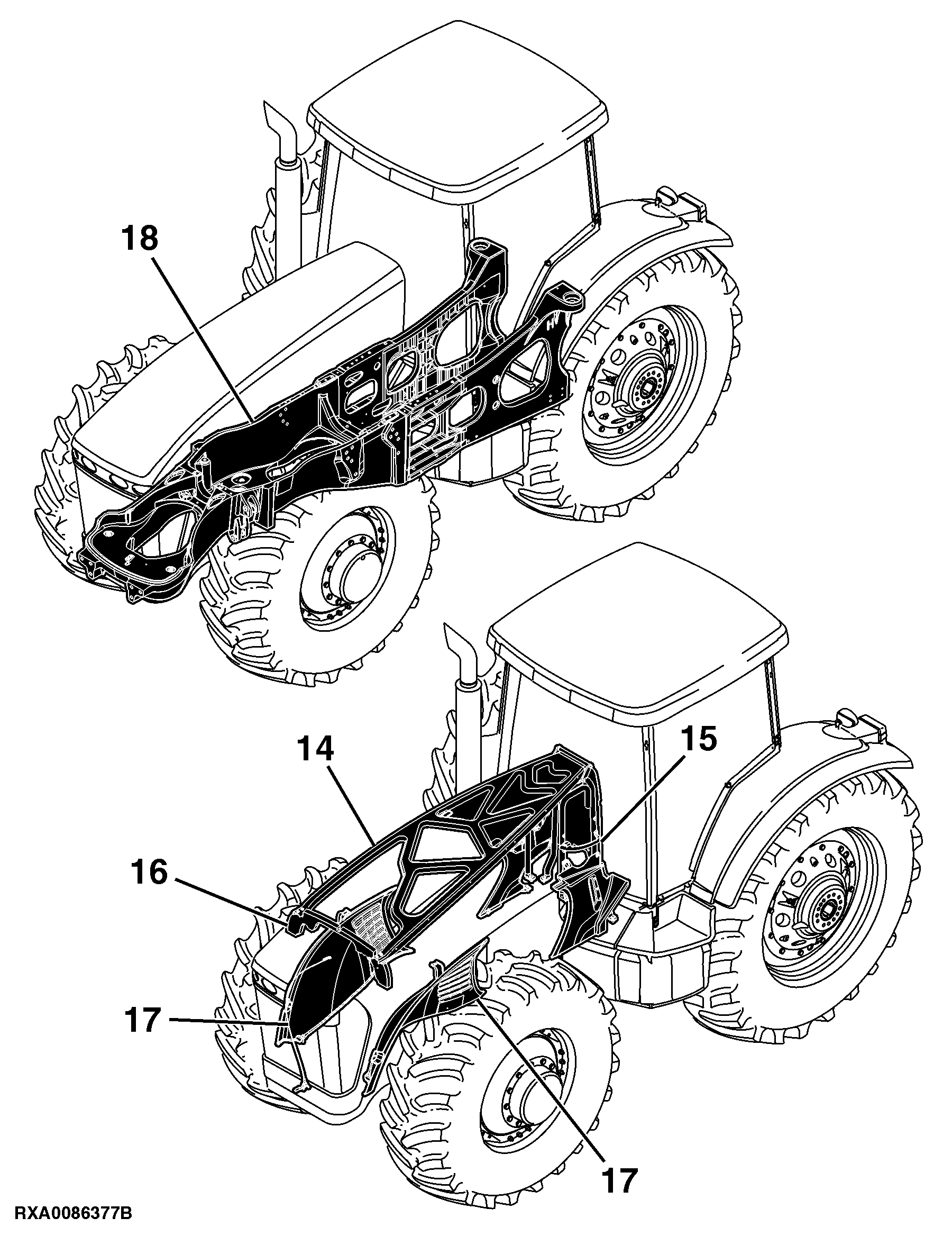 80 Wheels, Front Axle and Sheet Metal 7830 Russian Version
