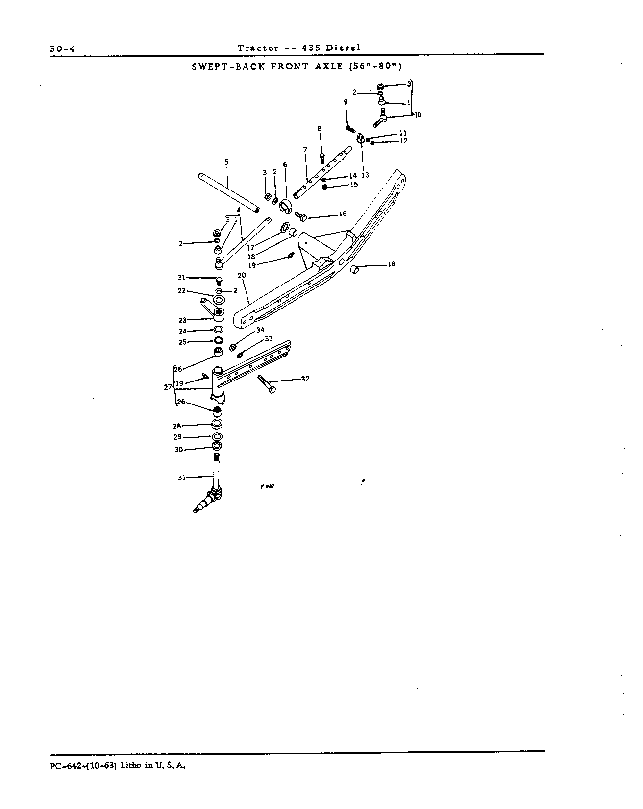 Swept-back front axle