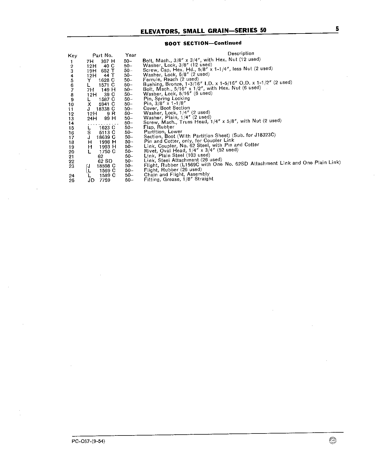 Elevators, Small Grain - Series 50 Boot Section (Continued)