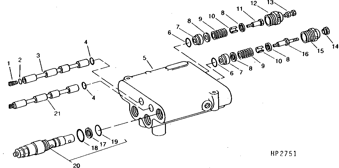 Main Hydraulic Control Valve Spools and Relief Valve, Hydrostatic Drive (615977 - )