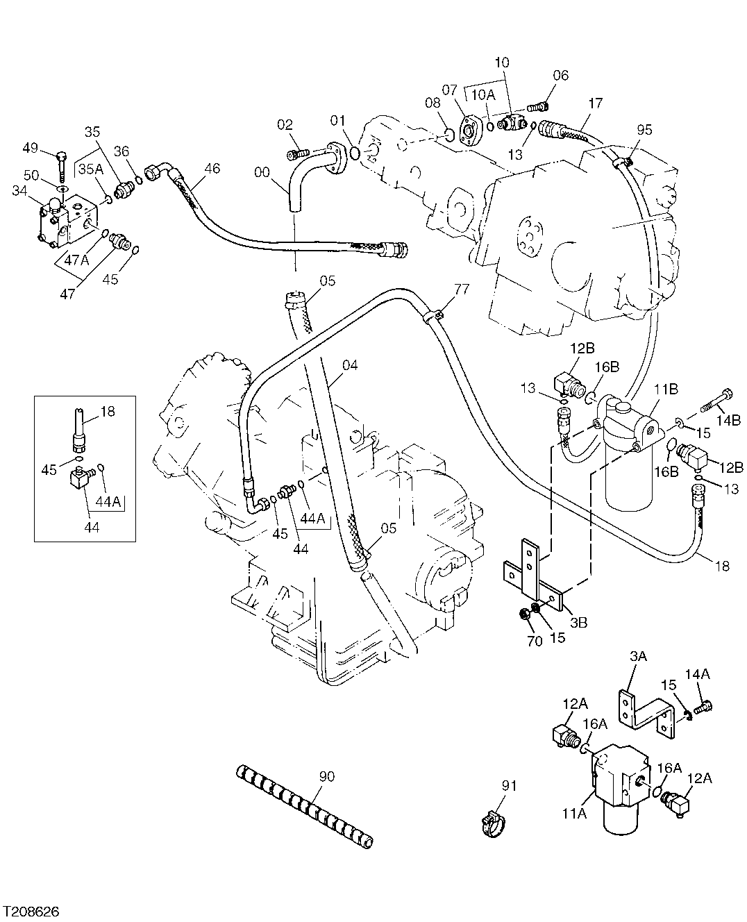TRANSMISSION OIL LINES, FILTER AND UNLOADING VALVE (000307 - )