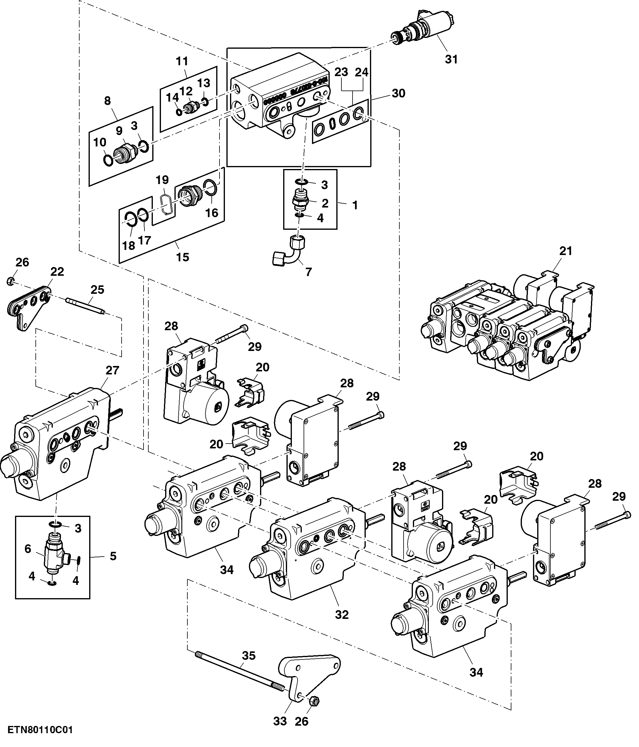 Electrical Midstack SCV, W/ 3 Functions, W/ Front Hitch Control Valve