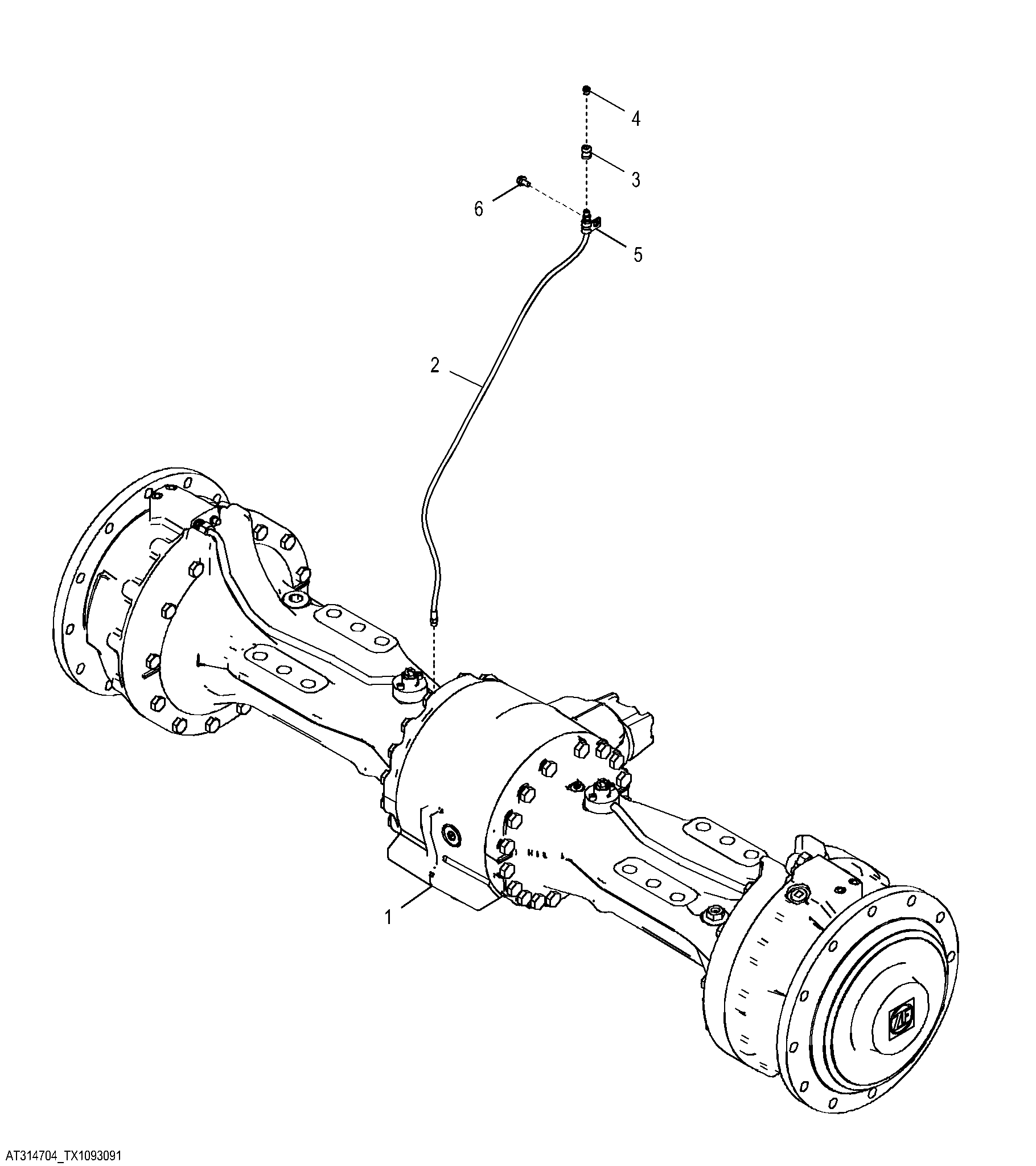 Front Axle with Hydraulically Locking Differential