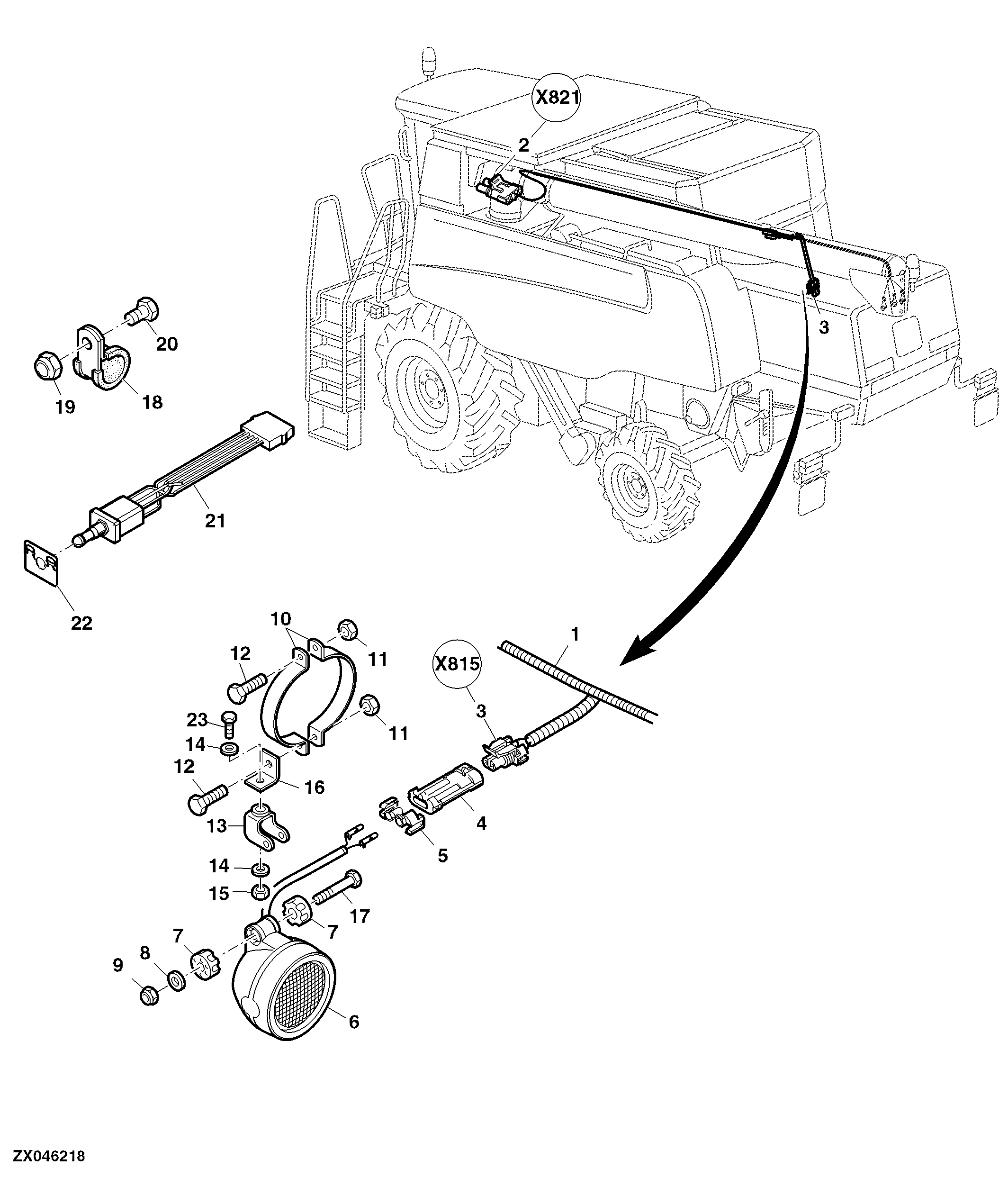 Unloading Auger Warning Light Wiring Harness, 20 inch, 1 / 2