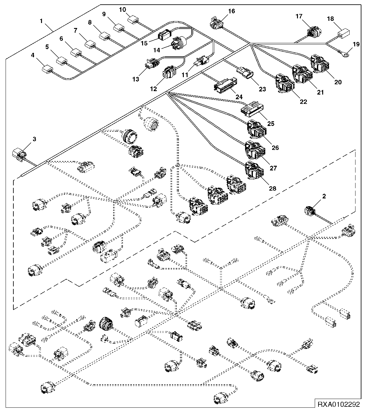 Chassis Wiring Harness Connectors, T3 Engine (1/3)