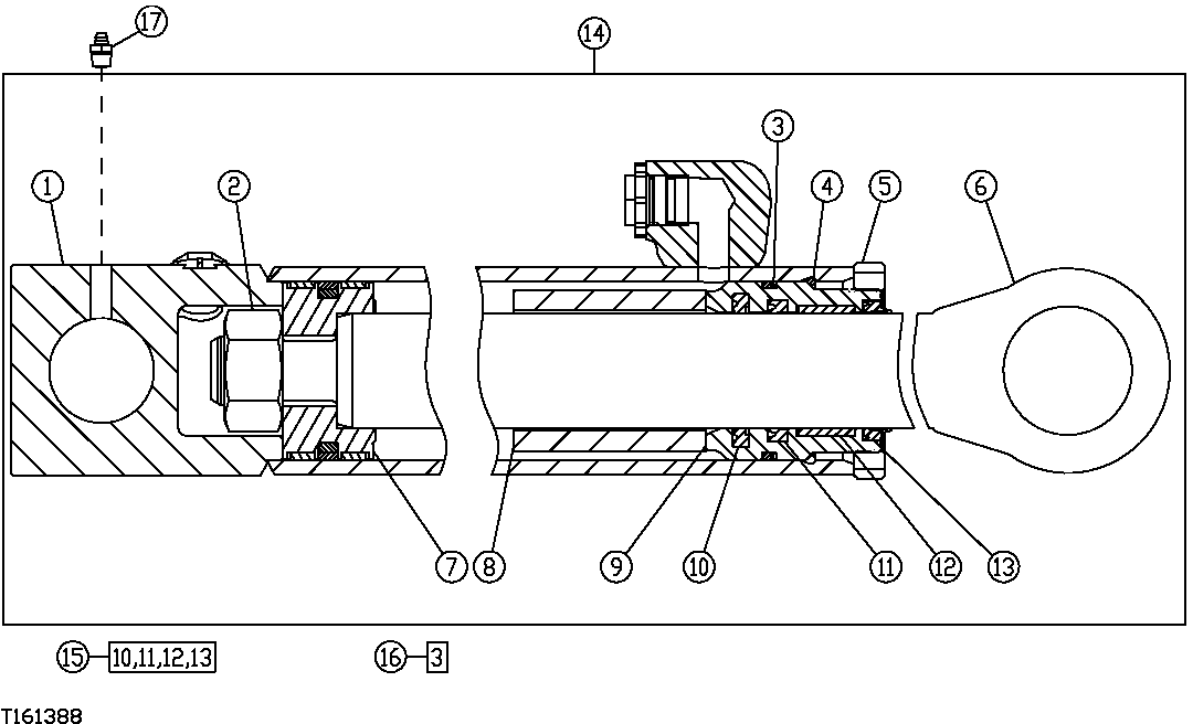 Extendable Dipperstick Cylinder (Replacement) (Marked AH206600)