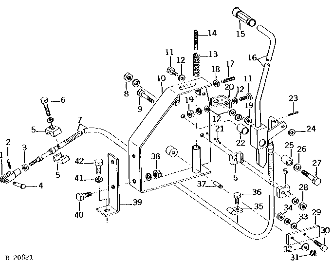 HI-LO SPEED SELECTOR SHIFTER LEVER, SUPPORT AND CABLE