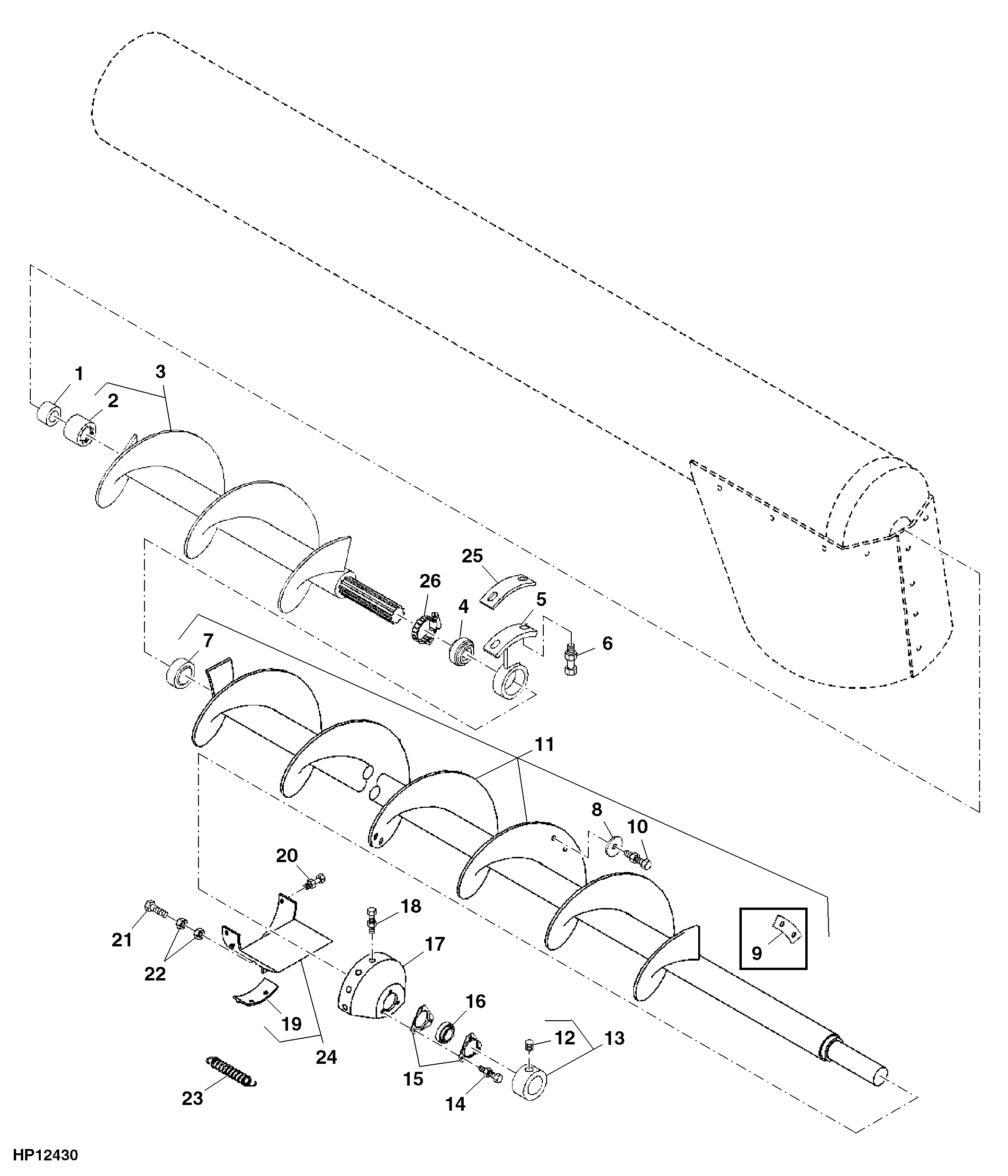 Horizontal Unloading Auger, 17 Feet and 20 Feet