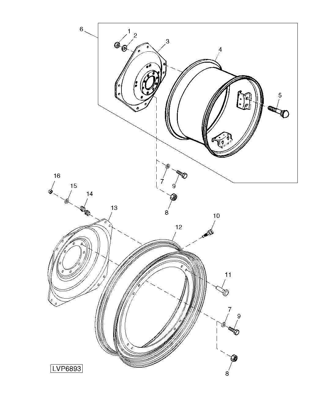 FRONT AND REAR WHEELS (5525 WITH HI-CROP OPTION)