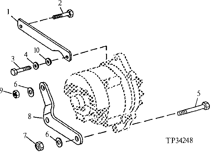 ALTERNATOR MOUNTING BRACKETS AND ADJUSTING STRAPS ( - 704568)