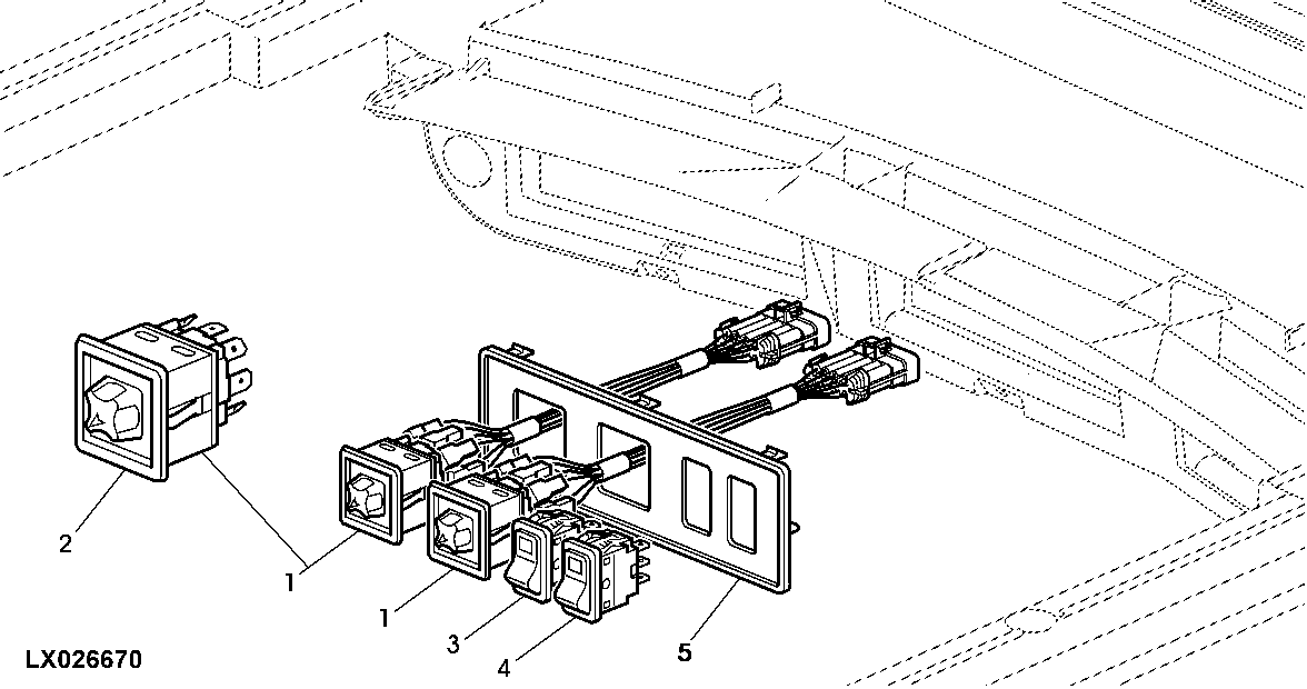 SWITCH FOR ELECTRICALLY ADJUSTED MIRROR, MIRROR AND REAR WINDOW HEATER