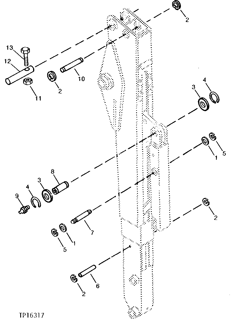 EXTENDIBLE DIPPERSTICK CROWD, EXTENSION AND BUCKET CYLINDER PINS ( - 787384)