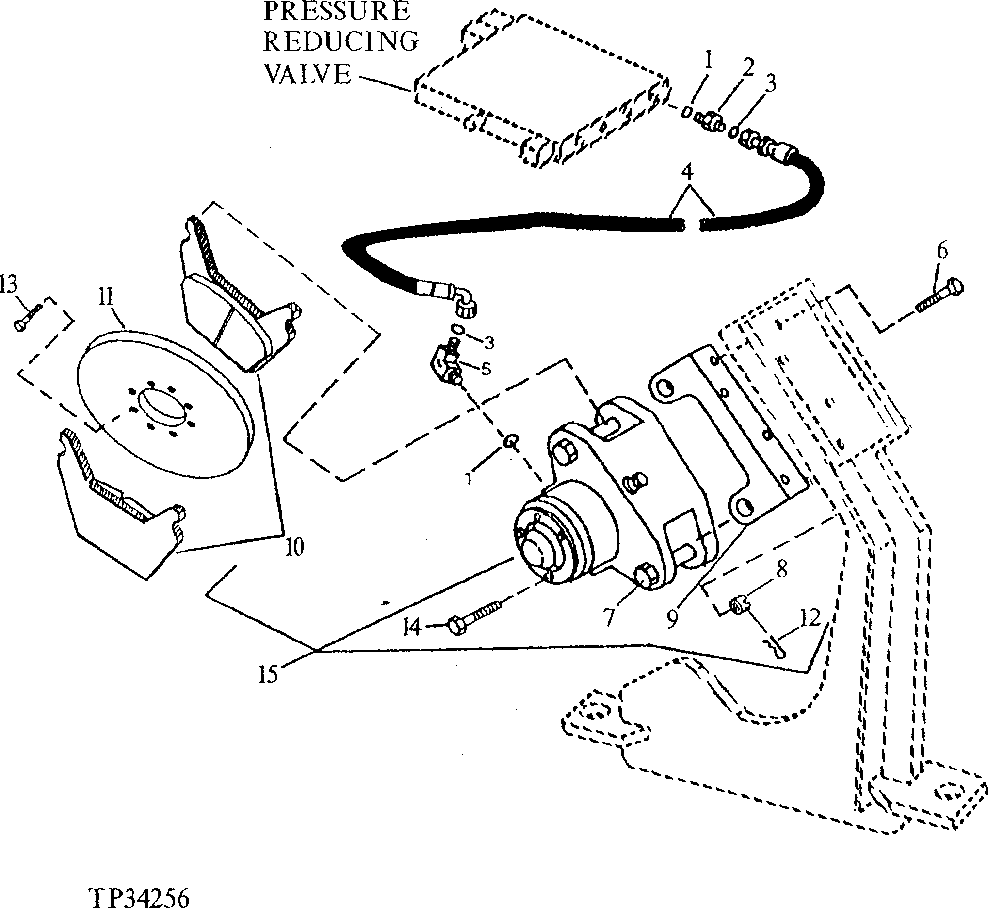 HYDRAULIC RELEASED PARKING BRAKE, HOSE AND BRACKETS