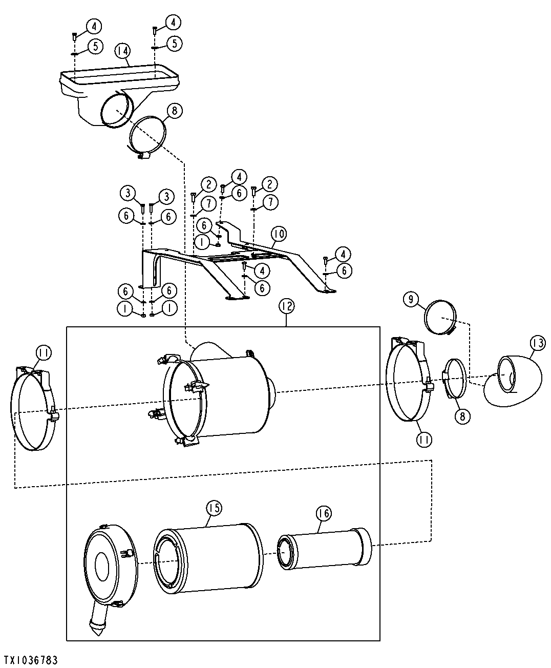Air Cleaner, Mounting Brackets and Elements (Engine 6068HT067)