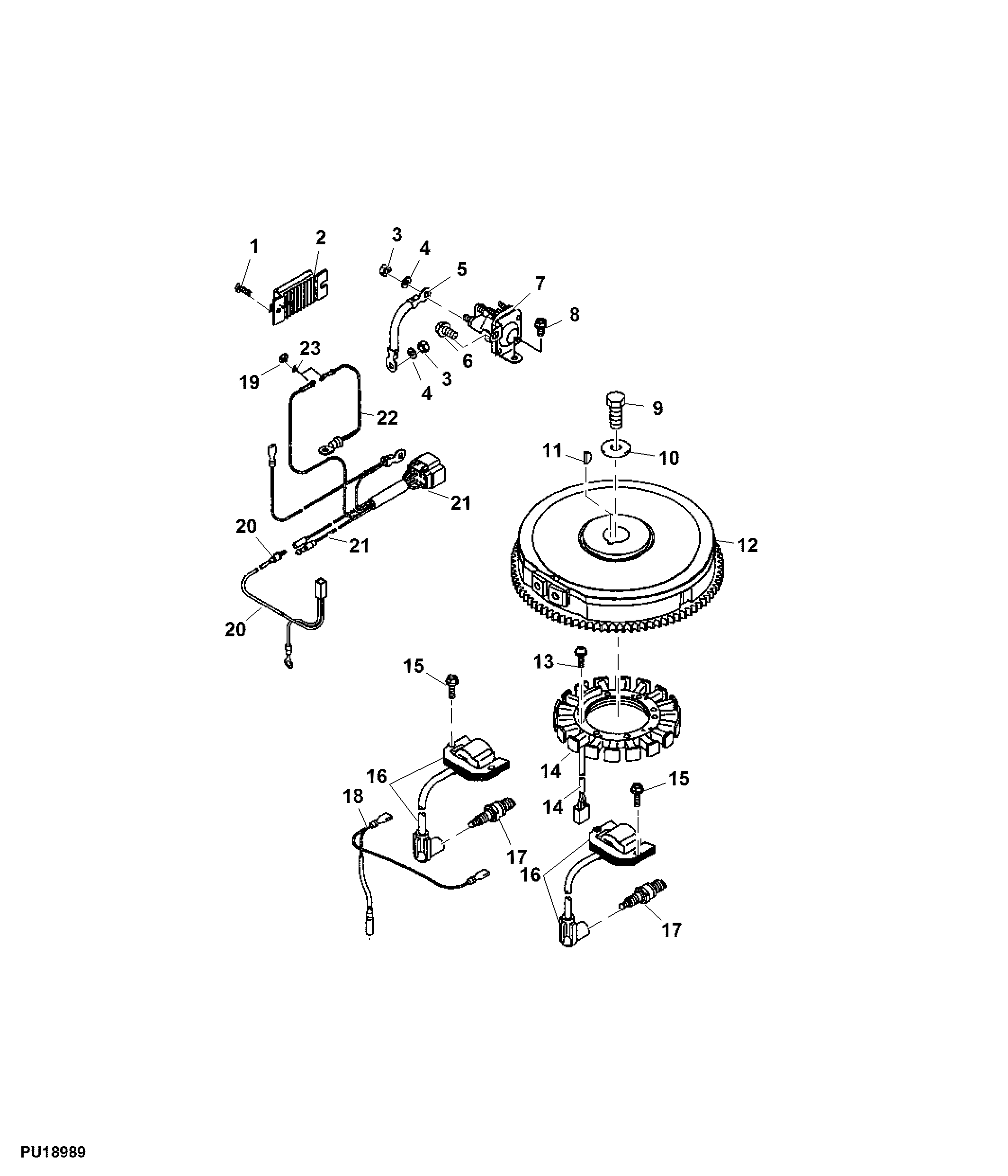 Flywheel, Ignition Coil and Stator ( - 180000)