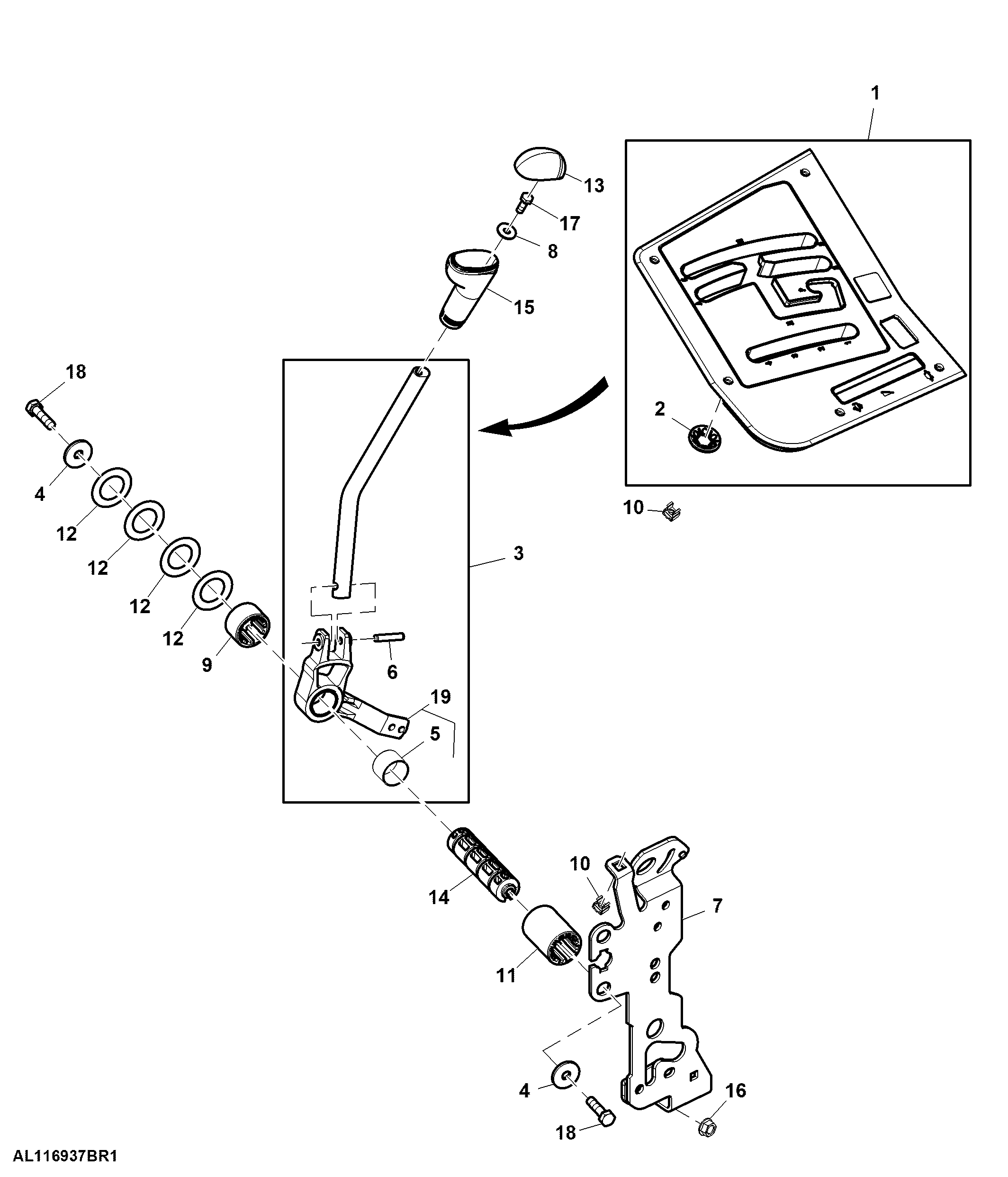 Gearshift Lever, 4 X 4 Speed, PowrQuad™, W/ OOS