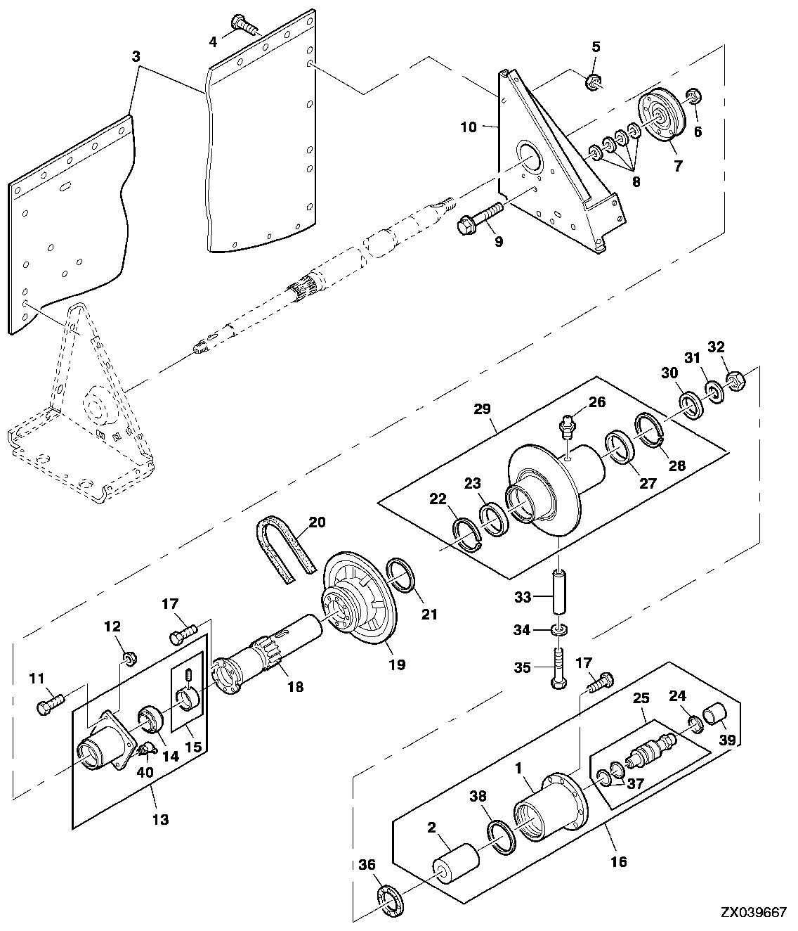 PRIMARY COUNTERSHAFT DRIVE SHAFT AND VARIABLE SHEAVE