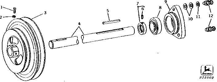 LOWER SHAFT AND SHEAVE FOR PLATFORM AND FEEDER HOUSE FIXED BELT DRIVE ( - 206200)