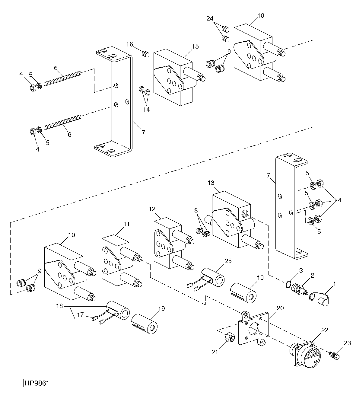 SOLENOID CONTROL VALVE MODULE ASSEMBLY AND MOUNTINGS SIX STACK