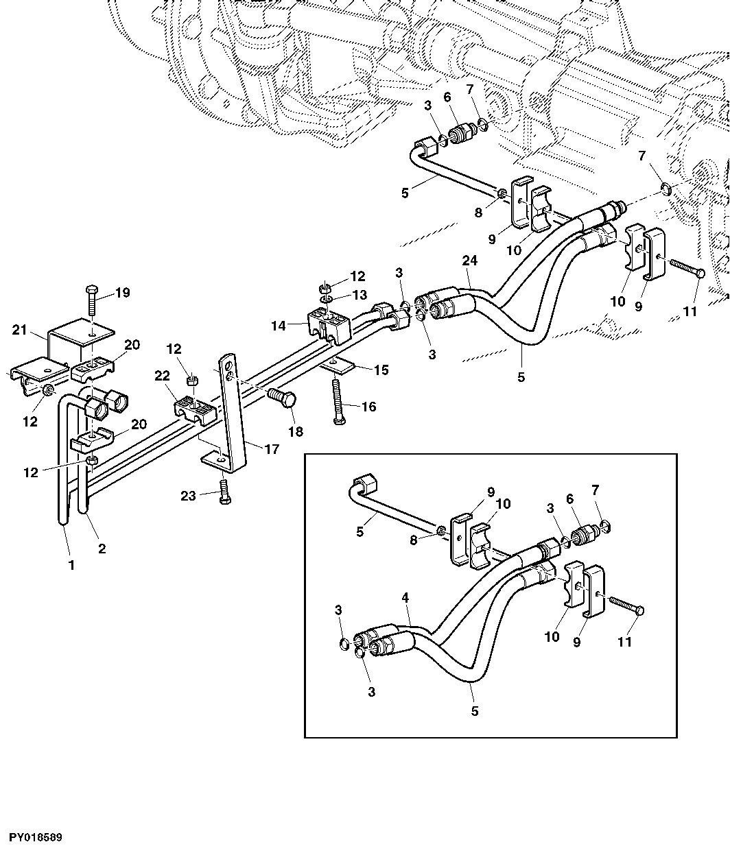 STEERING OIL LINES (WITH MFWD FRONT AXLE 745)