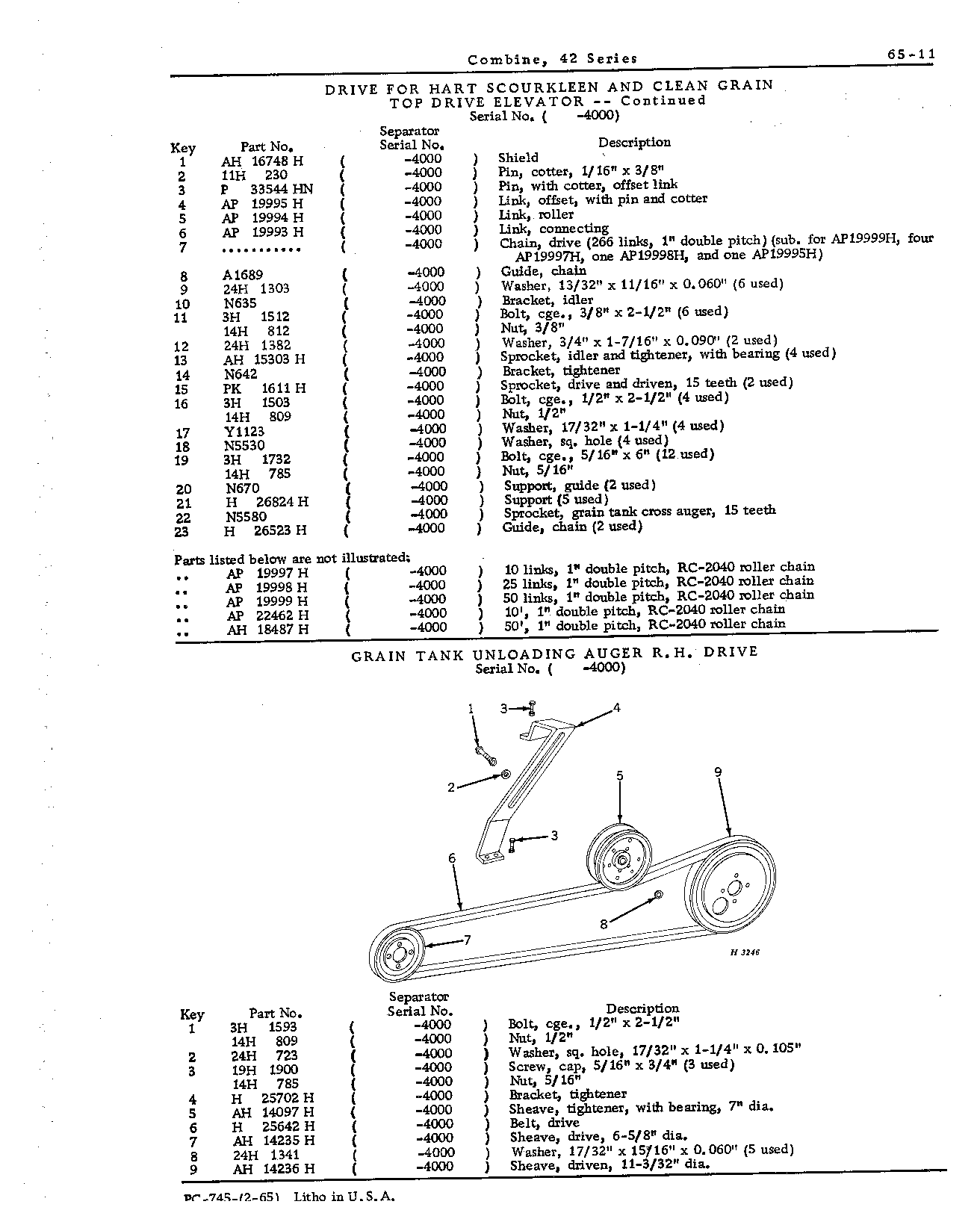 Drives for: Grain tank unloading auger, R.H.