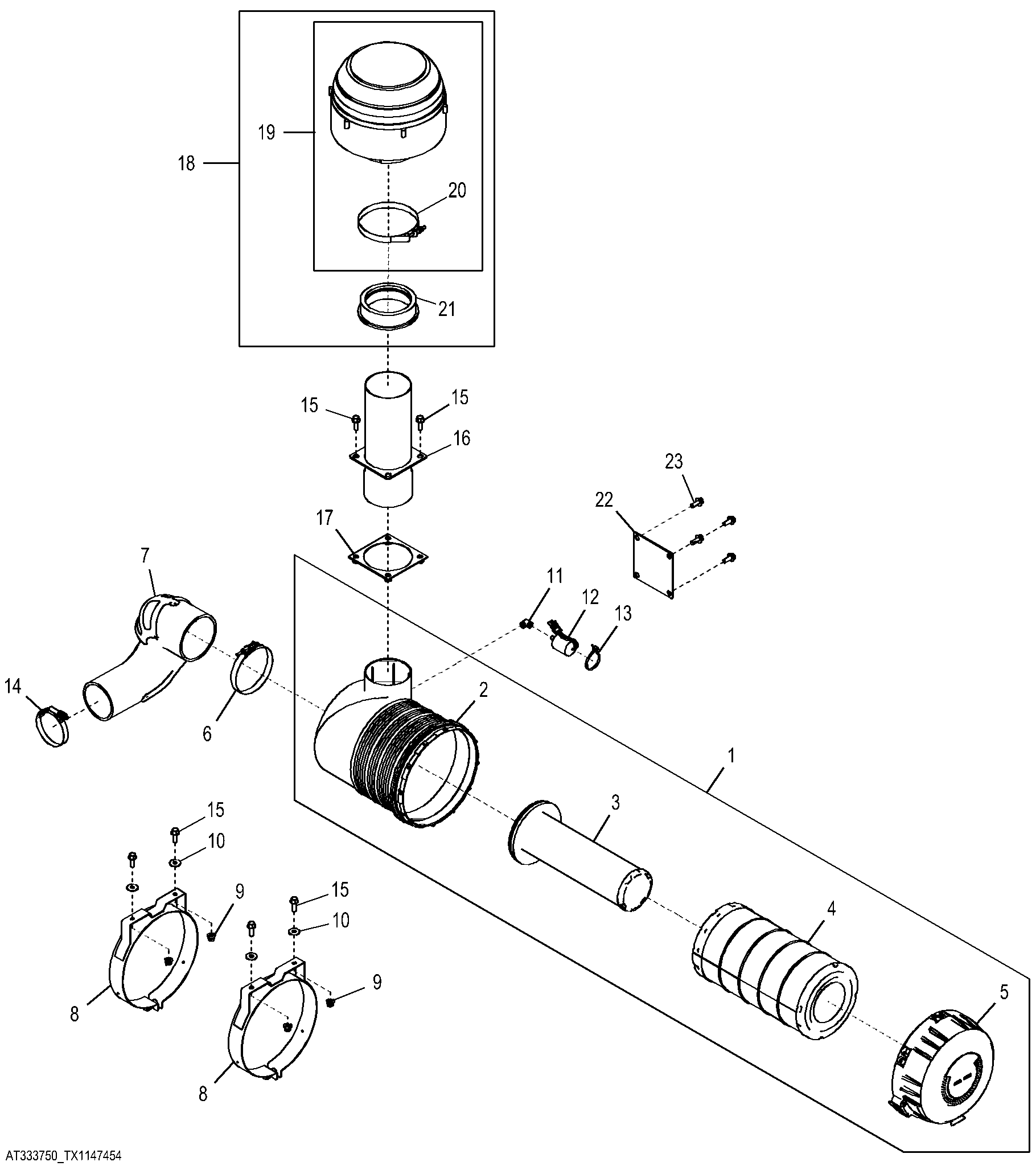 Air Intake System with Air Pre-Cleaner (Engine 6068HDW79)