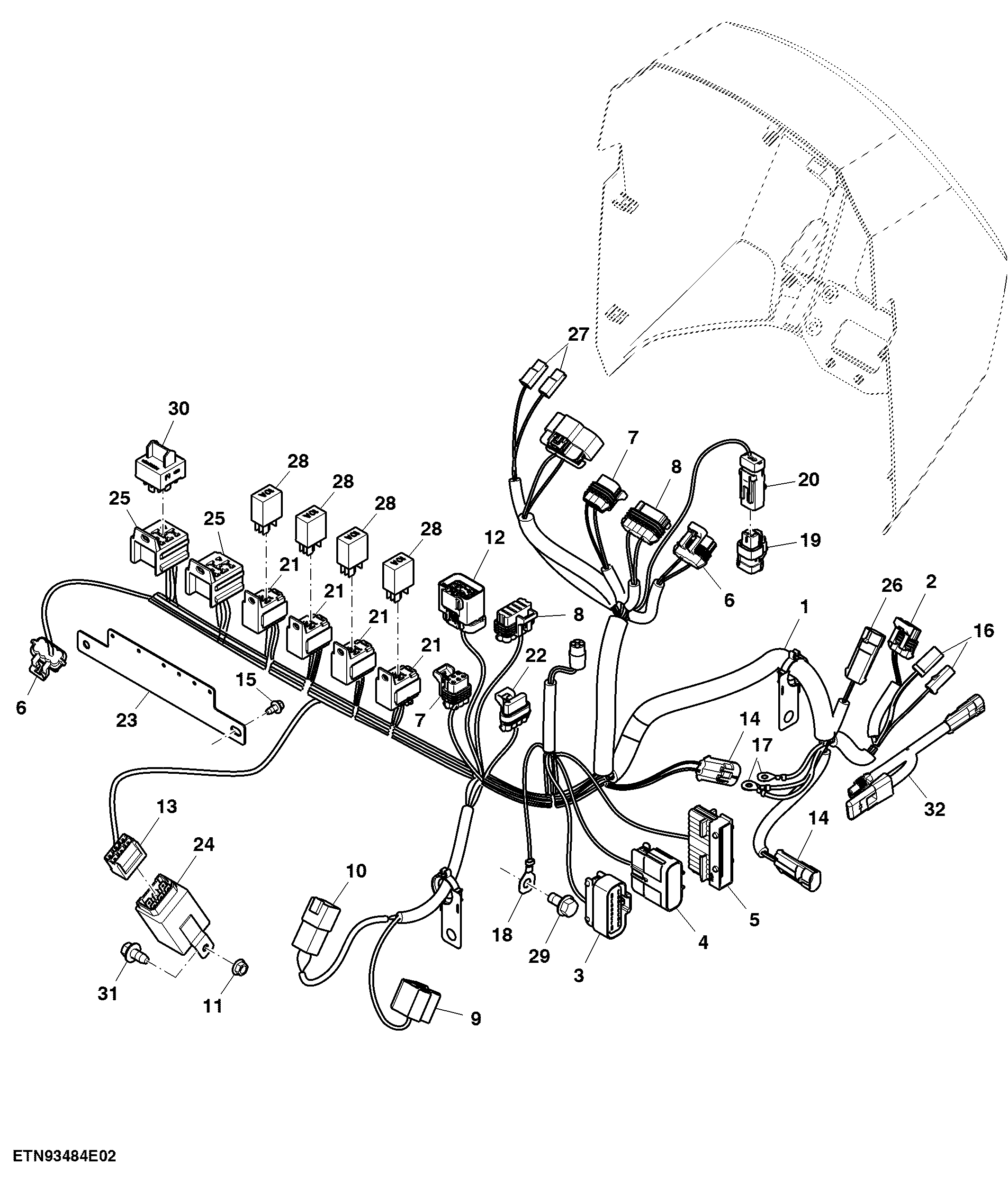 Front Console Wiring Harness, 2.5 m Cab, PowrReverser™
